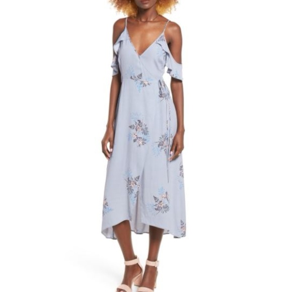 ASTR Wrap Gwyn Floral Cold Shoulder Dress